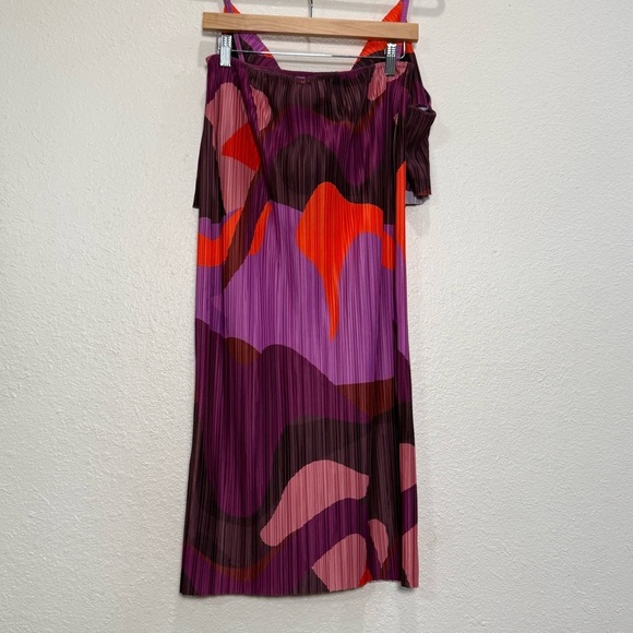 PrettyLittle Thing PINK PRINT PLISSE TOP AND MIDI SKIRT SIZE 22 - Picture 8 of 11